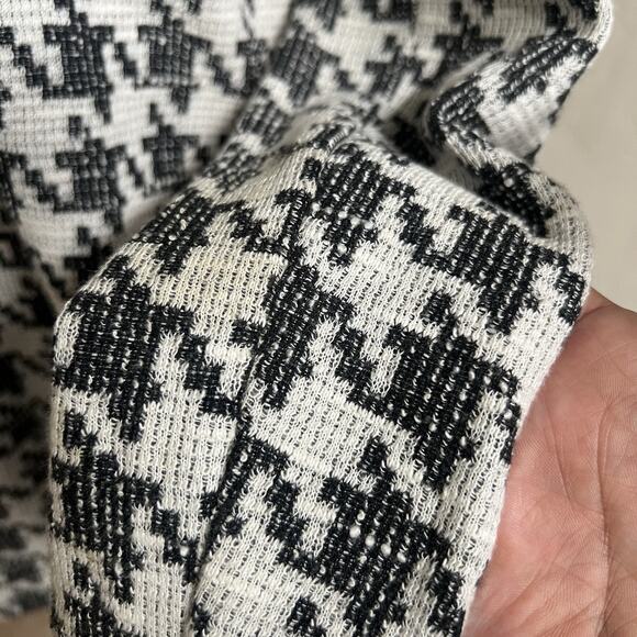 Reformation Houndstooth Print Tunic Size XS Oversized Black White Deep V Back - Picture 10 of 11